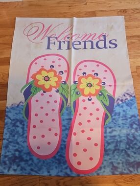 Welcome Friends Pink Flip-Flop OUTDOOR FLAG!